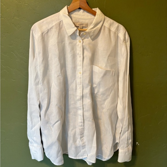 LOFT Tops - Loft White Linen Button Down